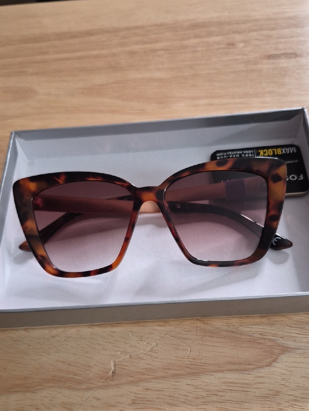 Foster Grant Tortoiseshell Cat-Eye Sunglasses with Brown Gradient Lenses